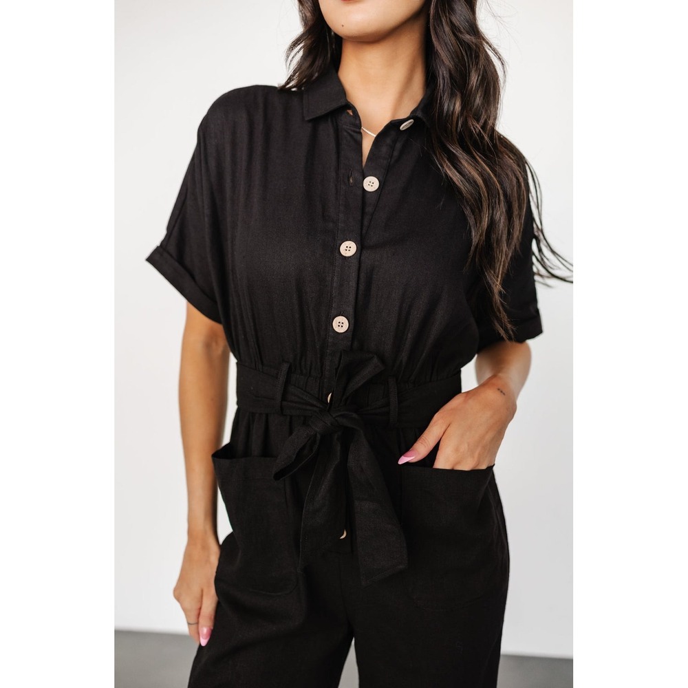 Baltic Born Dallas Button‎ Up Jumpsuit Size M black - Picture 2 of 11